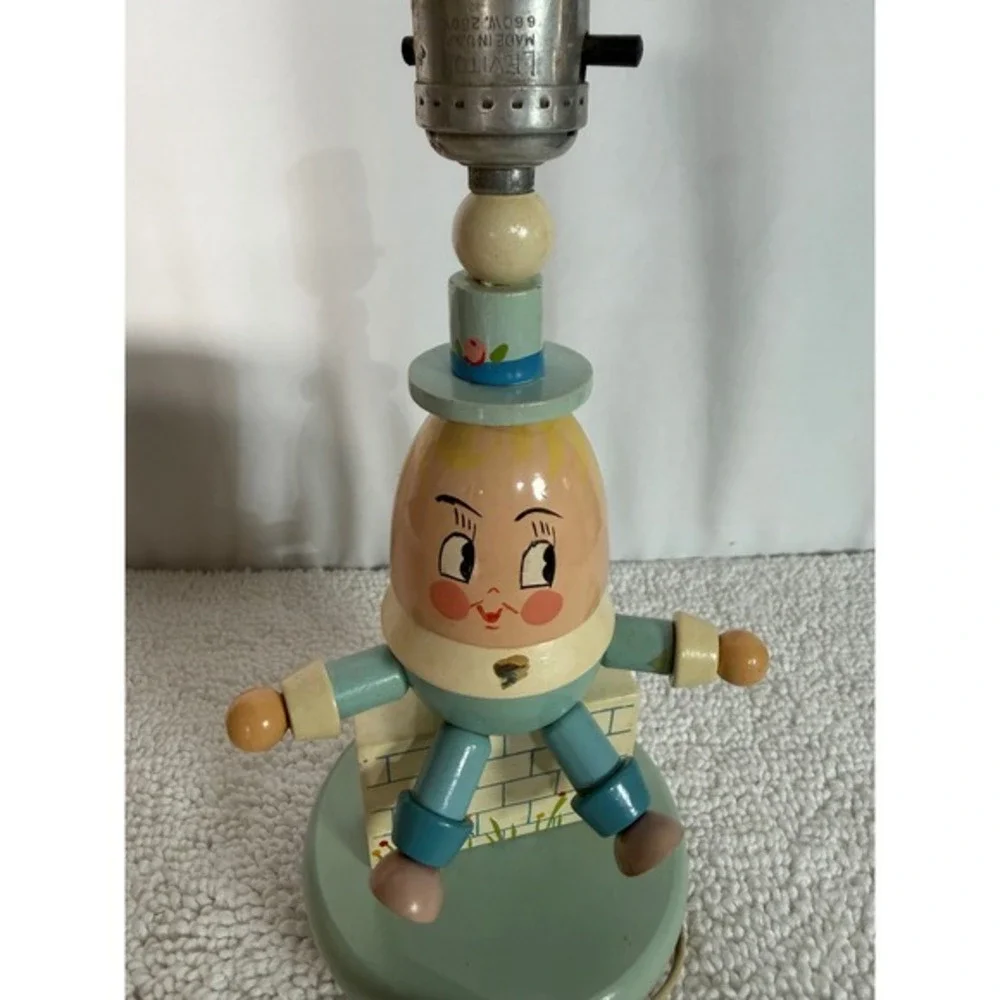 Vintage Humpty Dumpty Wooden Table‎ Lamp Nursery Decor Perforated Lampshade